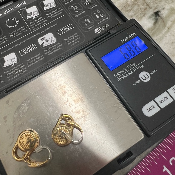 Michael Kors Gold Logo Padlock Earrings - Picture 3 of 3